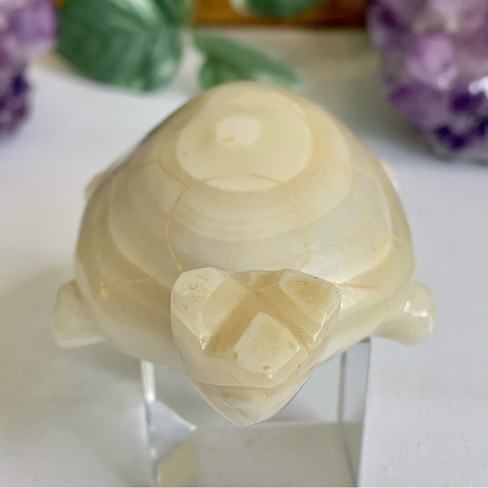 Large Banded Calcite Crystal Turtle Carving Polished Onyx Tortoise Figurine 4.5” - Picture 2 of 16